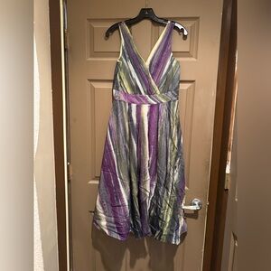 Lafayette 148 New York Green and Purple Striped Dress